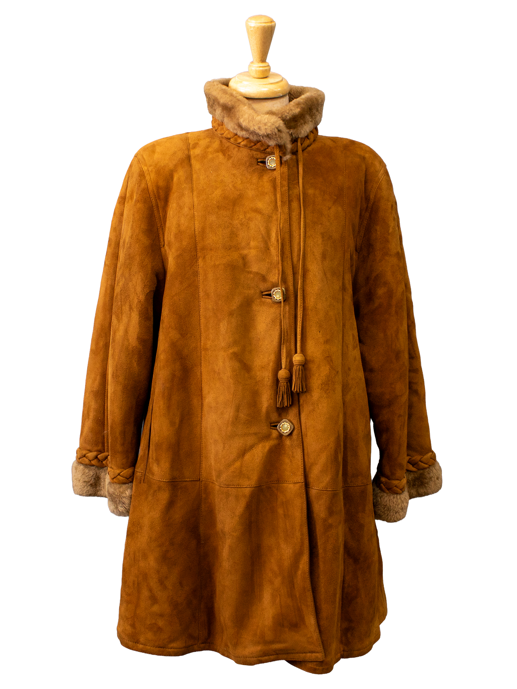 Genuine Leather Coat with Faux Fur