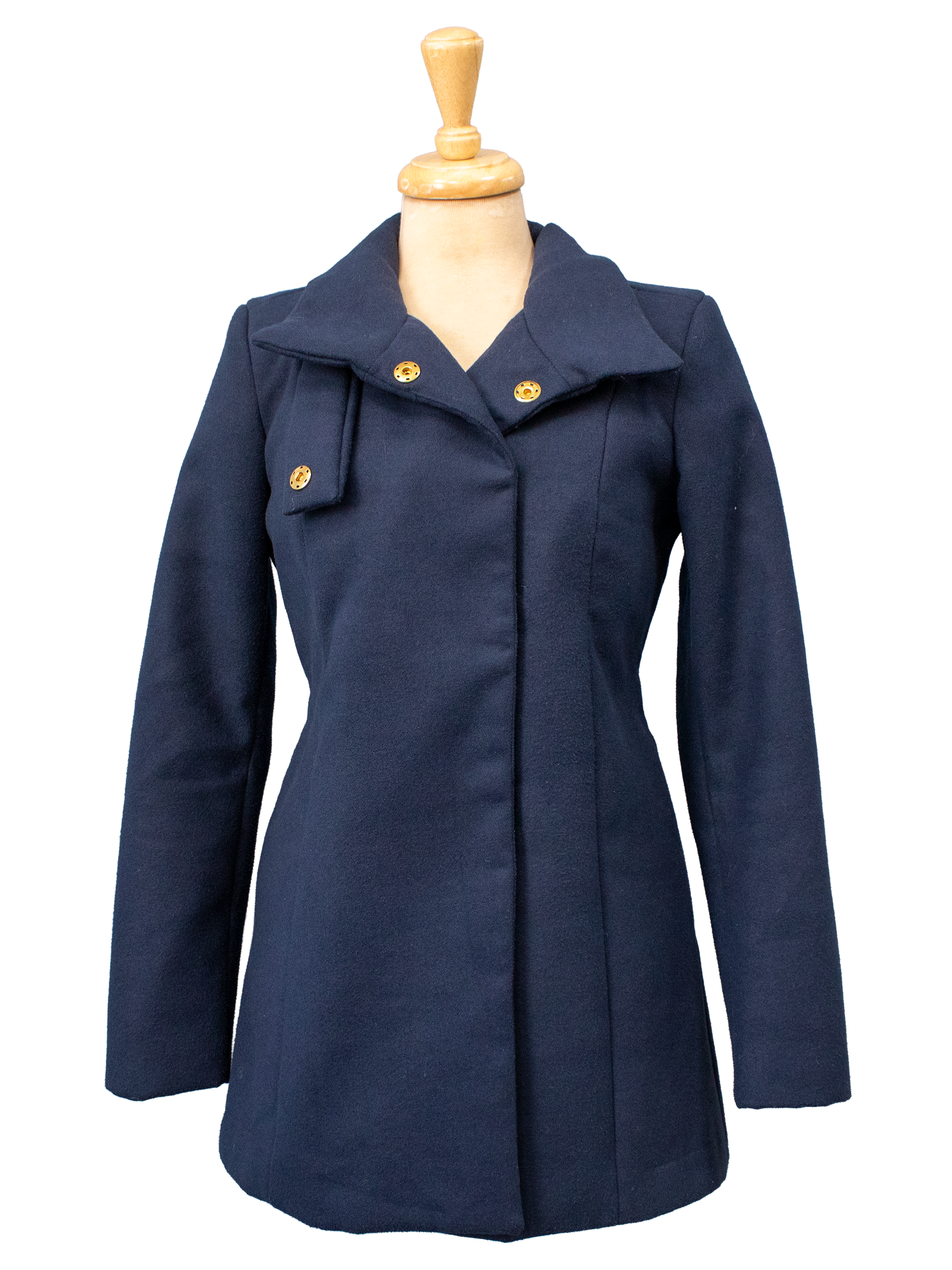 Vila Navy Wool-Blend Coat