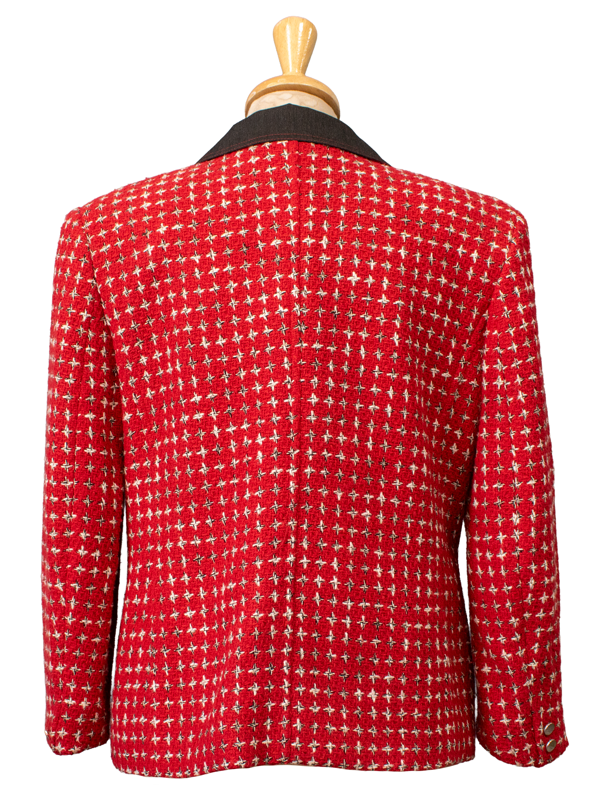 Red Textured Jacket with Black Accents