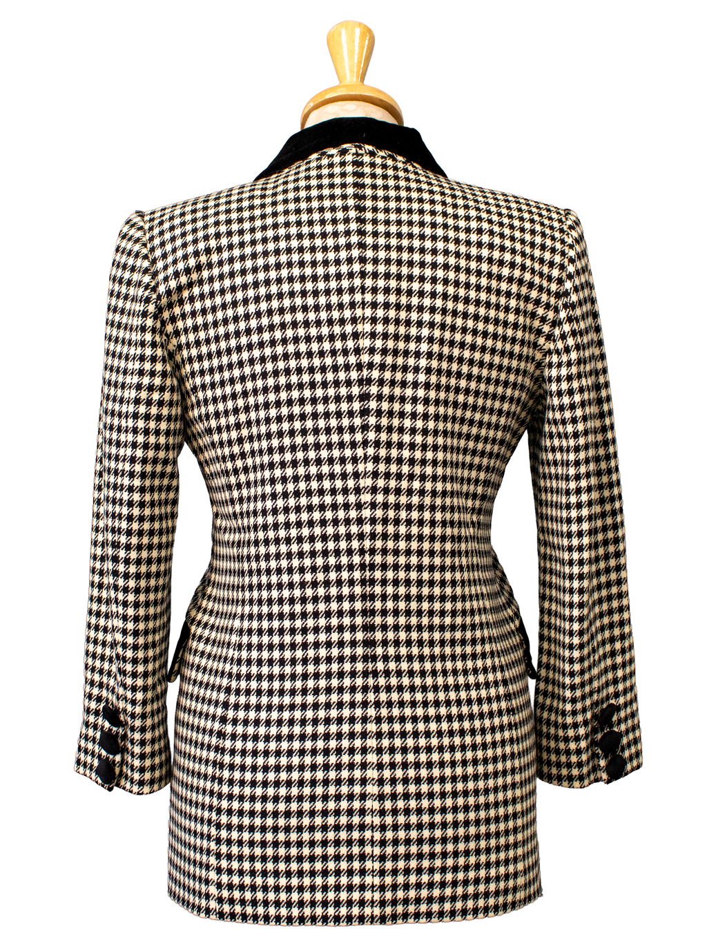 Black and White Check Coat with Black Details