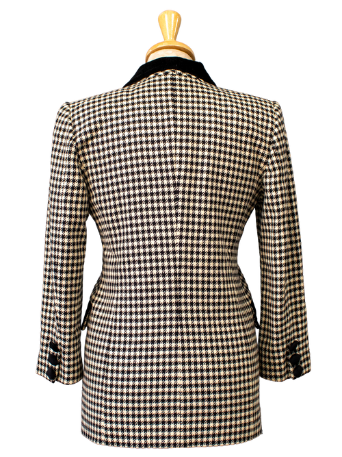 Black and White Check Coat with Black Details