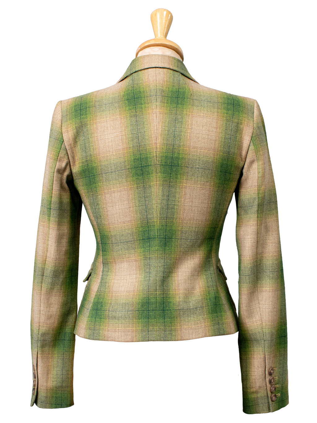 Green and Beige Plaid Blazer