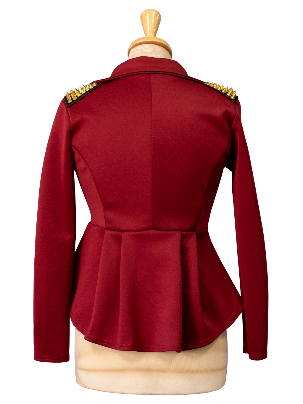 Cropped Red Statement Coat with Golden Spikes