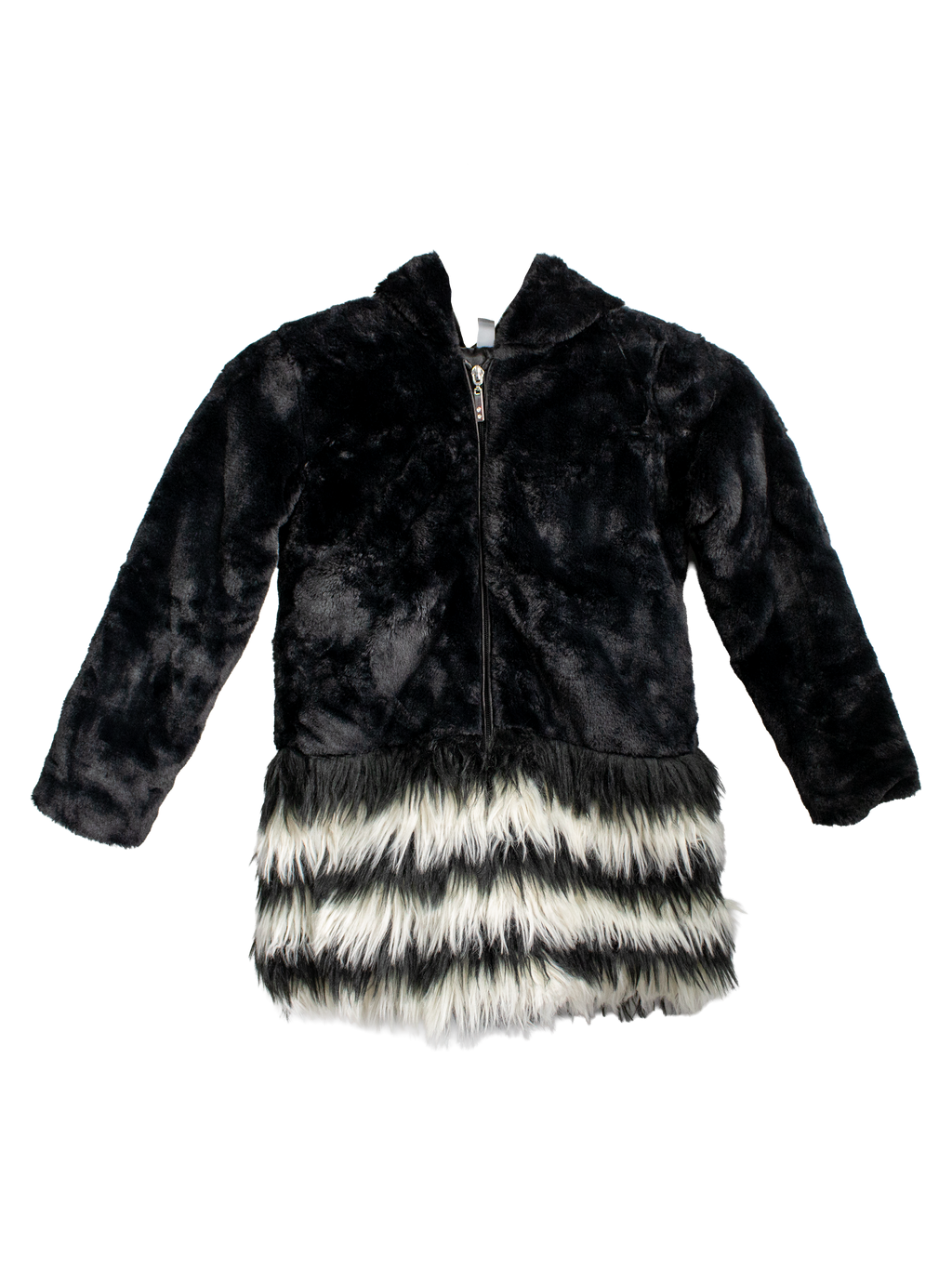 Black and White Kid's Fur Coat