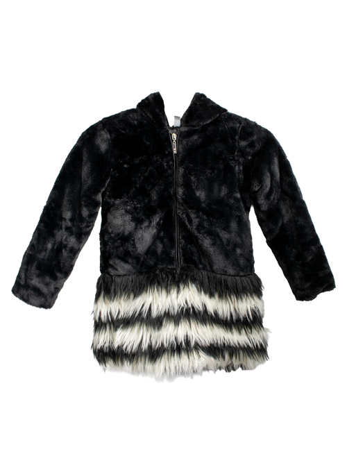 Black and White Kid's Fur Coat